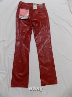 New Vtg Pepe Jeans London Red Snakeskin Imprimer Pantalons Pleather Venumm Femmes 25x32