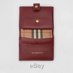 Nouveau Véritable Petit Burberry Vintage Check Et Pliant En Cuir Wallet Crimson