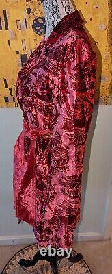 Nwot Rare Tracy Porter Raspberry Rouge Velours Chinoiserie Style Coat Doublé Medium