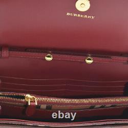 Nwtburberry Vintage Check Leather Chain Shoulder Bag Portefeuille Pochette Crimson Red