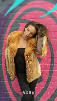 Olga Furs Vintage Red Fox Fur Coat Long Sleeve Size Small/medium Us