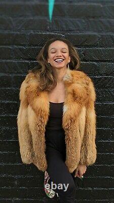 Olga Furs Vintage Red Fox Fur Coat Long Sleeve Size Small/medium Us
