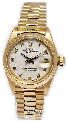 Or Jaune Jubilé Rolex Datejust Président Dial Ladies Watch 6917