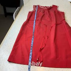 Oscar De La Renta Robe en soie rouge des années 1970, style mod, doublée, courte, taille 12 pour femmes.