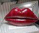 Ouf! Lulu Guinness Vintage Red Snakeskin Lèvres Embrayage Sac À Main Rrp £295
