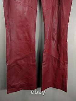 Pantalon en cuir Wilsons Vintage Rare pour femme, taille 10, rouge, jambe évasée, Pelle Studio.