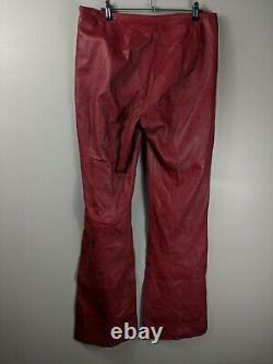 Pantalon en cuir Wilsons Vintage rare, taille 10 femmes, rouge, jambe évasée, Pelle Studio.