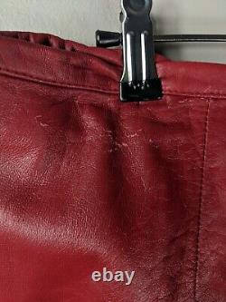Pantalon en cuir Wilsons Vintage rare, taille 10 femmes, rouge, jambe évasée, Pelle Studio.