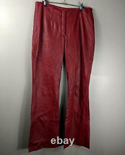 Pantalon en cuir rare vintage Wilsons pour femme, taille 10, rouge, jambe évasée, Pelle Studio.