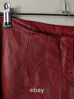 Pantalon en cuir rare vintage Wilsons pour femme, taille 10, rouge, jambe évasée, Pelle Studio.