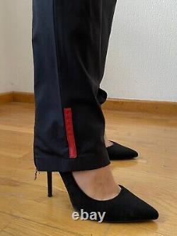 Pantalon vintage pour femme PRADA, pantalon rouge en nylon avec bouton sport droit IT 44 US 8