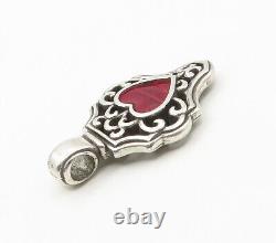 Pendentif vintage en argent sterling 925 avec cœur rouge brillant en forme de spirale PT12170