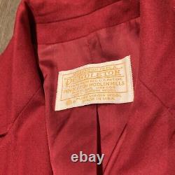 Pendleton Femme Vintage Long Tanche Coat Taille 44 Vierge Laine Rouge Manche Longue