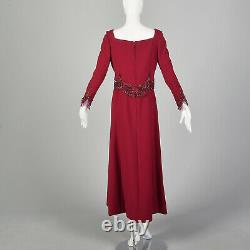 Petites Années 1960 Catherine Scott Red Evening Gown Ensemble Designer Formel Hiver Vtg
