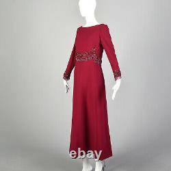 Petites Années 1960 Catherine Scott Red Evening Gown Ensemble Designer Formel Hiver Vtg