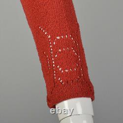 Petites Années 1970 Robe Pat Sandler Red Knit Maxi Manches Longues Détails De Cintre 70s Vtg