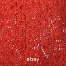 Petites Années 1970 Robe Pat Sandler Red Knit Maxi Manches Longues Détails De Cintre 70s Vtg