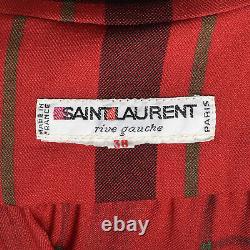 Petites Années 1970 Yves Saint Laurent Rive Gauche Robe Plaid Rouge Double Breasted Vtg