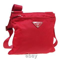 Prada Cross Body Shoulder Bag #26 Purse Red Nylon Italy Vintage Auth Jt09491