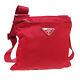 Prada Cross Body Shoulder Bag #26 Purse Red Nylon Italy Vintage Auth Jt09491