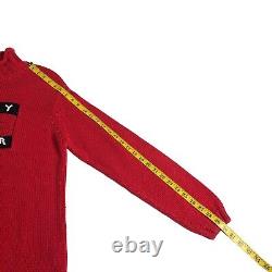 Pull vintage Tommy Hilfiger pour femme taille M rouge avec inscription tricotée col montant années 90 Y2K