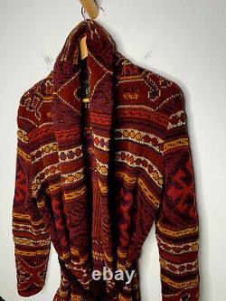 Ralph Lauren Red Cardigan Sweater Southwestern Rrl Aztec Intarsia Polo Vtg Robe