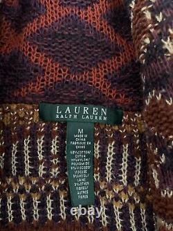 Ralph Lauren Red Cardigan Sweater Southwestern Rrl Aztec Intarsia Polo Vtg Robe