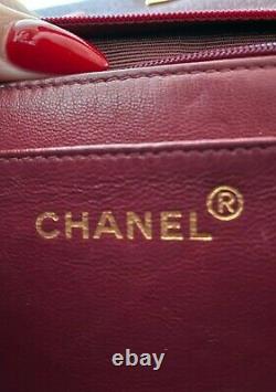 Rare Chanel Vintage Mademoiselle 24k Quincaillerie En Or Sac En Cuir De Caviar Rouge