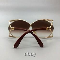 Rare Christian Dior Ladies 2056 Vintage Oversize Butterfly Gold & Lunettes De Soleil Rouges