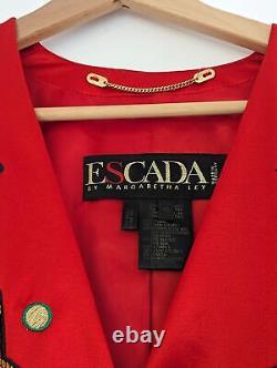 Rare Vintage Escada Red Silk/Wool Blazer Abstract Sequin Design Size42/UK12/US10	<br/>

 
  <br/>Rareté Vintage Escada Rouge Soie/Laine Blazer Design Abstrait à Sequins Taille 42/UK12/US10