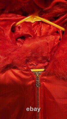 Rare Vintage! Rocawear Red Puffer Down Veste Faux Fux Taille 2x Femmes