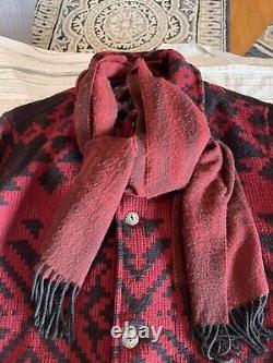 Rare Vintage Woolrich 80s Navajo Jacket Aztec Medium Women Wool Blend Red Black<br/>  
 => Rare Vintage Woolrich 80s Navajo Veste Aztec Moyenne Femme Mélange de Laine Rouge et Noir