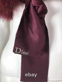Rare Vtg Christian Dior De John Galliano Burgundy Feather Logo Cropped Veste M