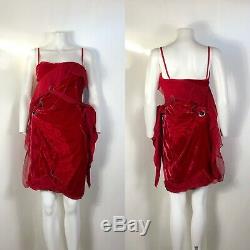 Rare Vtg Christian Dior Par John Galliano Red Velvet Dress Rideau S