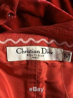 Rare Vtg Christian Dior Par John Galliano Red Velvet Dress Rideau S