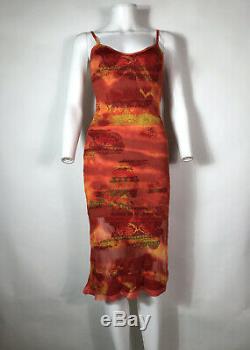 Rare Vtg Christian Dior Par John Galliano Rouge Orange Knit Ss2002 Robe Xs
