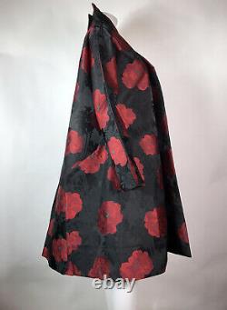 Rare Vtg Comme Des Garcons 2d 2012 Noir Rouge Jacquard Fleur Coat L