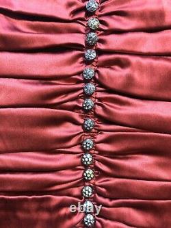 Rare Vtg Dolce & Gabbana Bustier En Satin De Soie Rouge Corset Xs