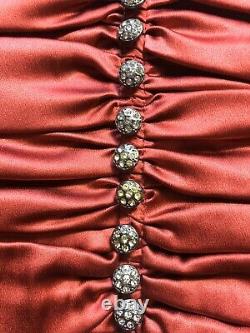 Rare Vtg Dolce & Gabbana Bustier En Satin De Soie Rouge Corset Xs