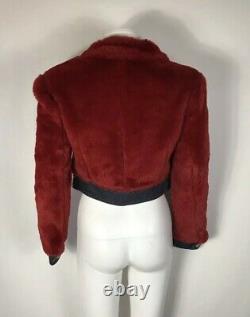 Rare Vtg Dolce & Gabbana D&g Red Faux Fur Logo Jacket S