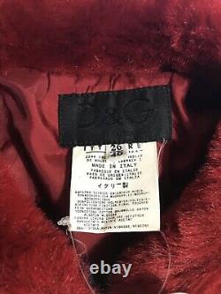 Rare Vtg Dolce & Gabbana D&g Red Faux Fur Logo Jacket S