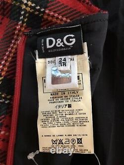 Rare Vtg Dolce & Gabbana Robe De Tartan Rouge D&g Xs