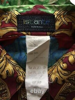 Rare Vtg Gianni Versace Istante Red Silk Leaf Print 1995 Chemise S
