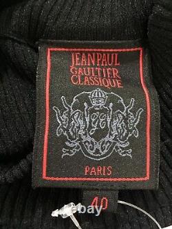 Rare Vtg Jean Paul Gaultier Classique Haut Rayé Noir Rouge Taille S
