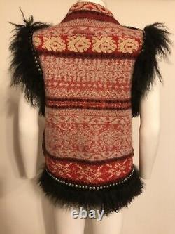 Rare Vtg Jean Paul Gaultier Red Studded Wool Vest Sz M
