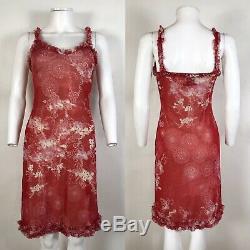 Rare Vtg Jean Paul Gaultier Robe Florale Rouge Posters Robe Maille S
