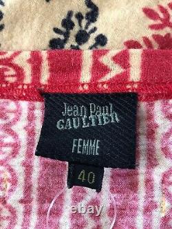 Rare Vtg Jean Paul Gaultier Rouge Jaune Imprimé Haut S