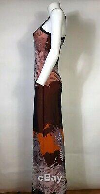 Rare Vtg Jean Paul Gaultier Soleil Rouge Orange Phoenix Imprimer Robe Maille S