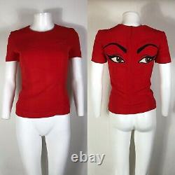 Rare Vtg Moschino Couture 90s Red Broded Eye Top S/m