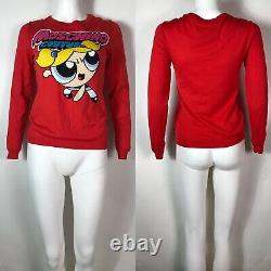 Rare Vtg Moschino Couture! Rouge Powerpuff Filles Cotton Sweater Xs